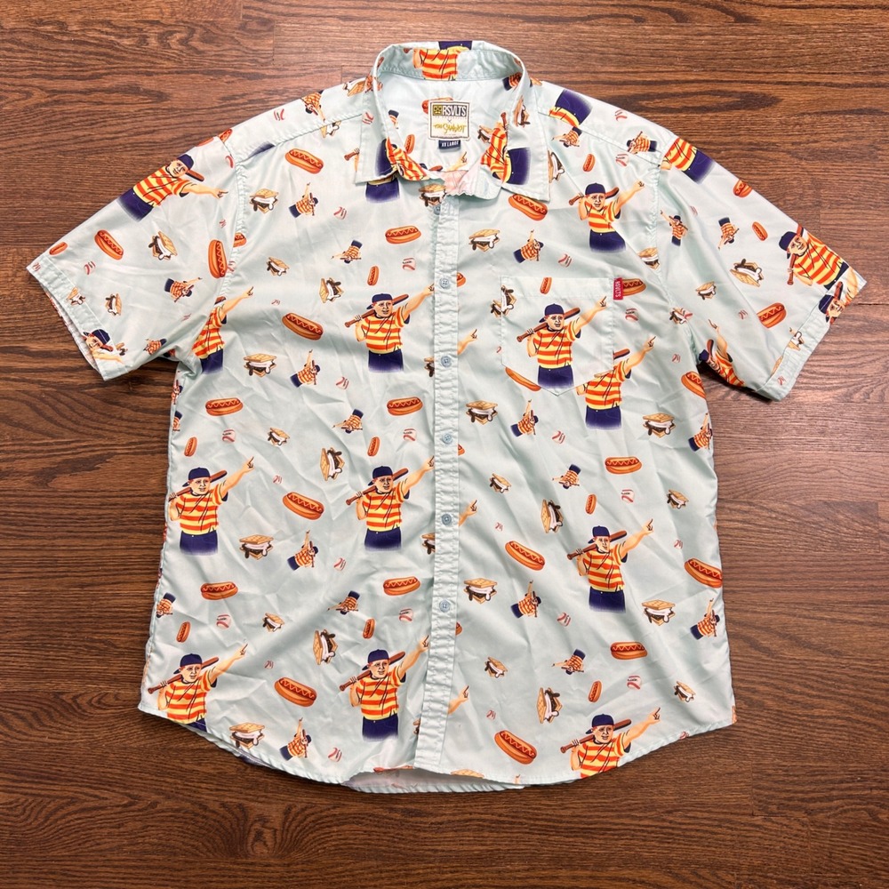 RSVLTS The Sandlot Ham Porter Kunuflex Button Down Shirt Mens XXL Blue Baseball